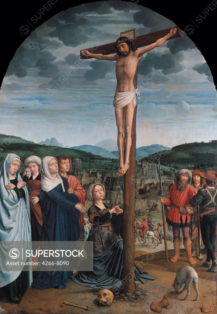 Crucifixion by Gerard David, oil on wood, circa 1515, circa 1460-1523, Germany, Berlin, Staatliche Museen, 141x100