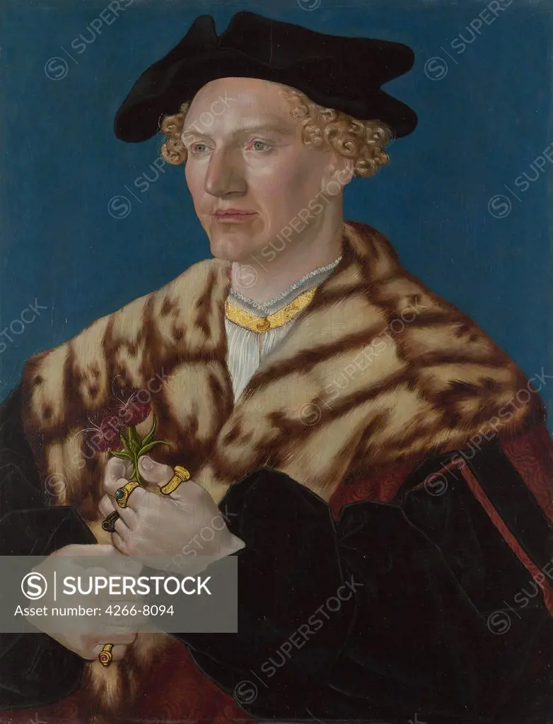 Portrait of man in fur by unknown painter, oil on wood, circa 1530, 16th century, England, London, National Gallery, 49,9x39,1