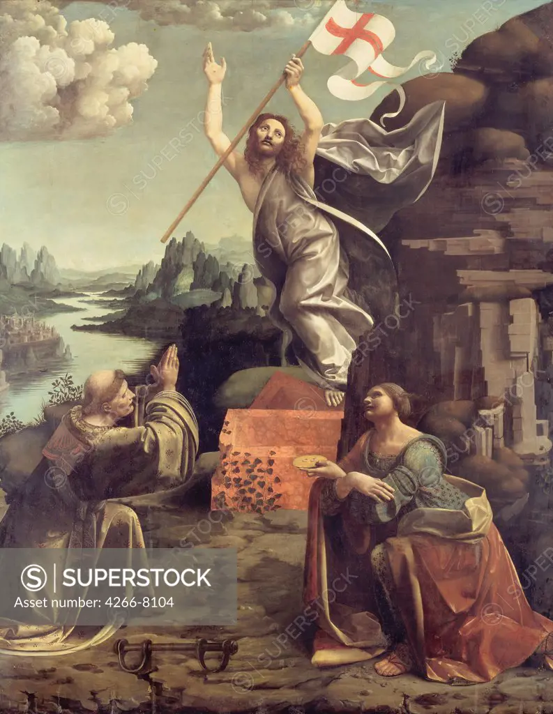 Resurrection of Jesus Christ by Giovanni Antonio Boltraffio, oil on wood, circa 1491, 1467-1516, Milanese school, Germany, Berlin, Staatliche Museen, 235x186