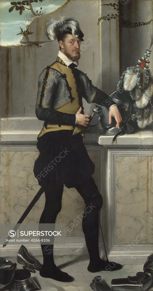 Portrait of man by Giovanni Battista Moroni, oil on canvas, circa 1554, 1520/25-1578, School of Bergamo, England, London, National Gallery, 202x106,5