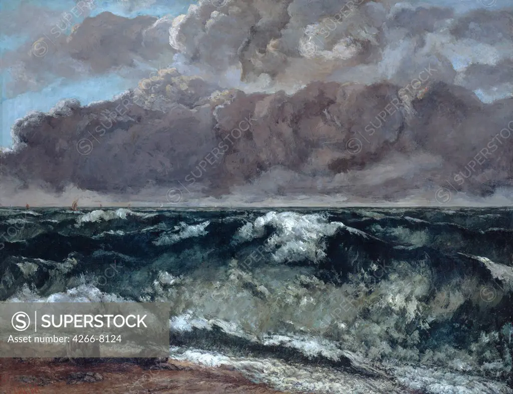 Sea landscape by Gustave Courbet, oil on canvas, 1867-1869, 1819-1877, Germany, Berlin, Staatliche Museen, 144x112