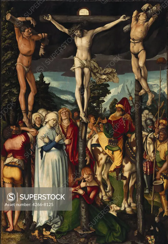 Crucifixion by Hans Baldung, oil on wood, 1512, 1484-1545, Germany, Berlin, Staatliche Museen, 151x104