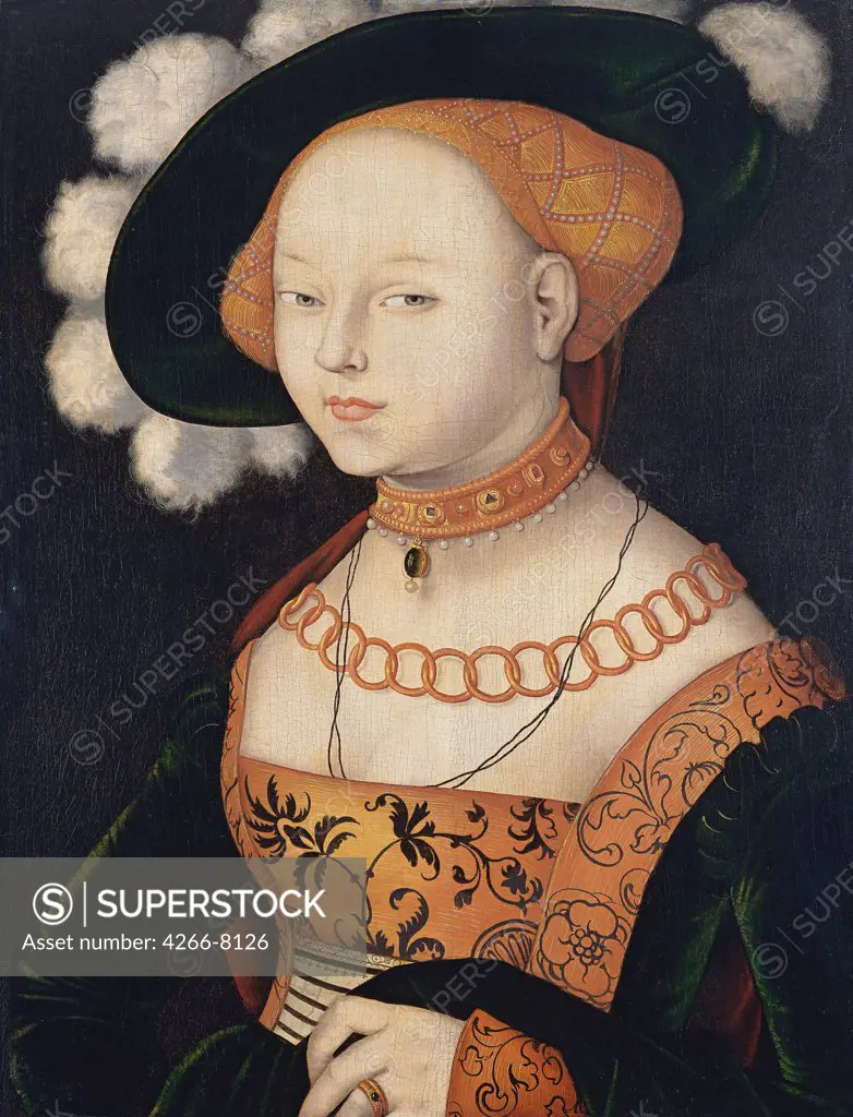 Portrait of lady by Hans Baldung, oil on wood, circa 1530, 1484-1545, Spain, Madrid, Thyssen-Bornemisza Collections, 69,2x52,5