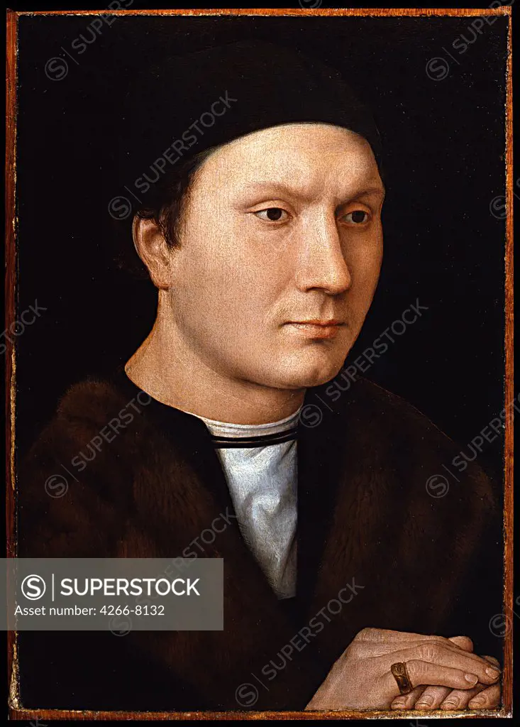 Portrait of man by Hans Memling, oil on wood, circa 1485, 1433/40-1494, Italy, Florence, Galleria degli Uffizi, 35x25