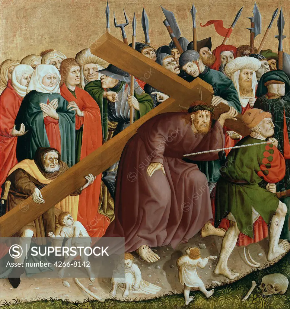 Christ carrying cross by Hans Multscher, oil on wood, 1437, circa 1400-1467, Germany, Berlin, Staatliche Museen, 150x140