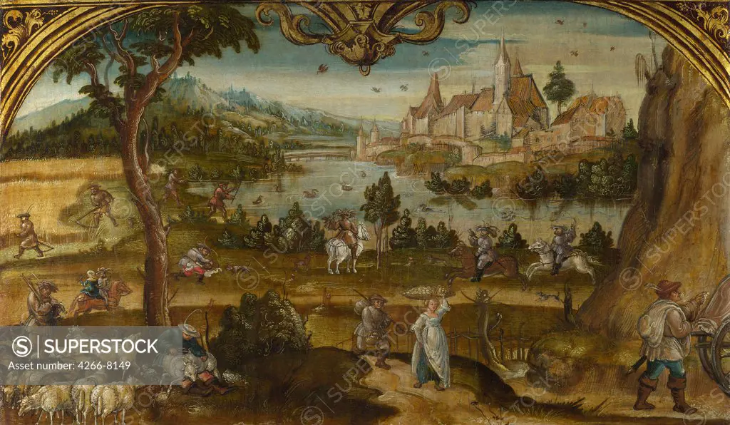 Summer landscape by Hans von Wertinger, oil on wood, circa 1525, circa 1465-1533, England, London, National Gallery, 23,2x39,5