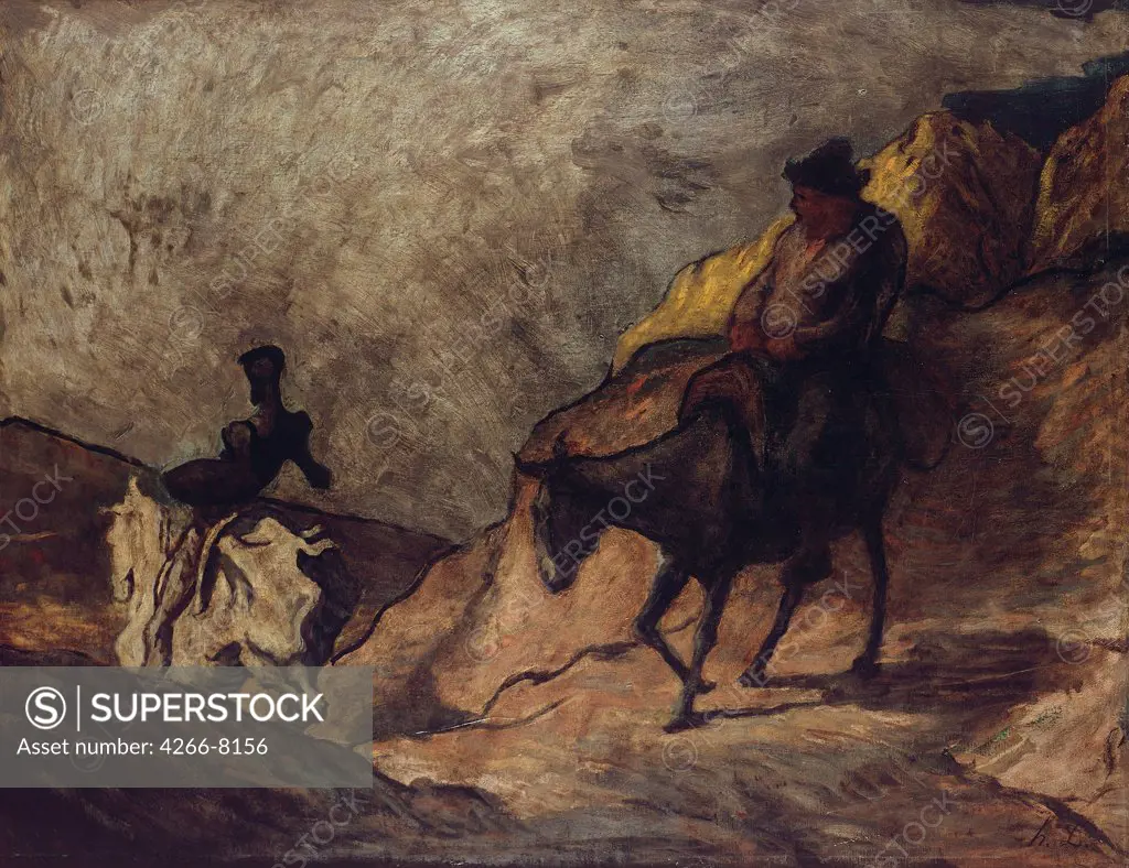 Don Quichotte by Honore Daumier, oil on canvas, 1866-1867, 1808-1879, Germany, Berlin, Staatliche Museen, 78x120