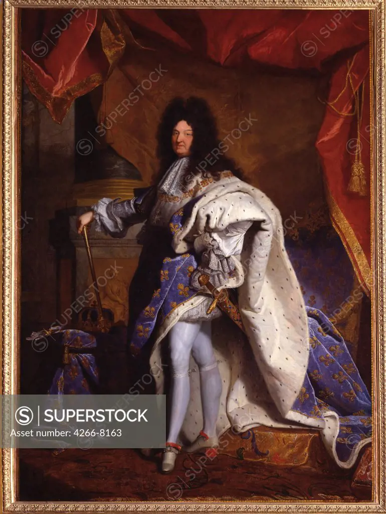 Portrait of Louis XIV by Hyacinthe Francois Honore Rigaud, oil on canvas, 1702, 1659-1743, France, Paris, Musee de l'Histoire de France, 313x205