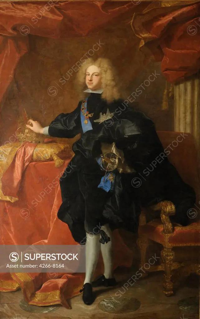 Portrait of Philip V by Hyacinthe Francois Honore Rigaud, oil on canvas, 1701, 1659-1743, France, Paris, Musee de l'Histoire de France