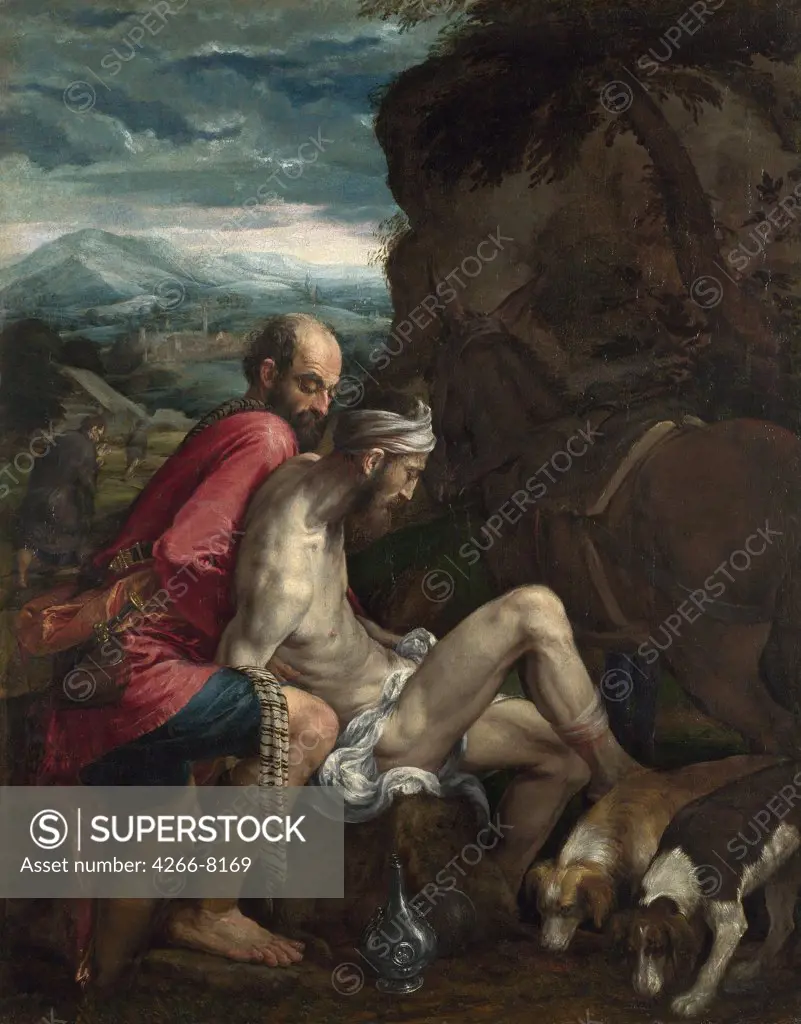 Good Samaritan by Jacopo Bassano il Vecchio, oil on canvas, circa 1562-1563, circa 1510-1592, Venetian School, England, London, National Gallery, 102,1x79,7