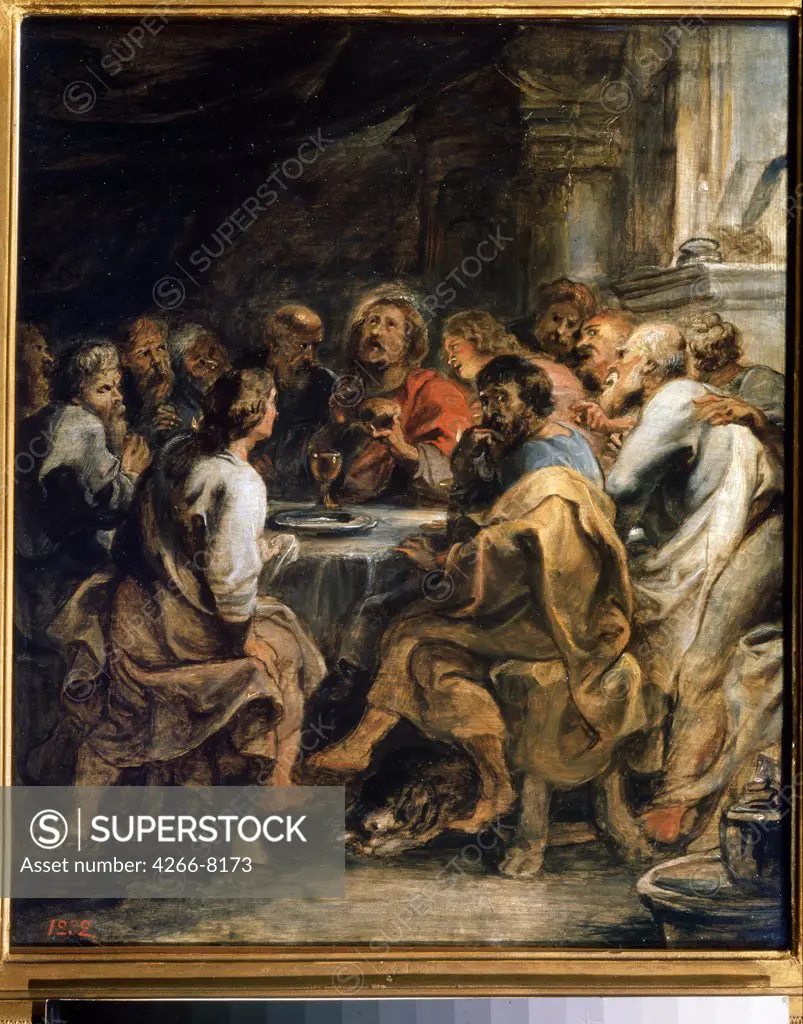 Last supper by Pieter Paul Rubens, oil on wood, circa 1630-1631, 1577-1640, Russia, Moscow, State Pushkin Museum of Fine Arts, 45,8x41