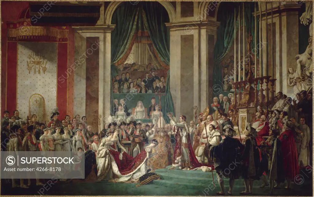 Coronation of Napoleon Bonaparte by Jacques Louis David, oil on canvas, 1806-1807, 1748-1825, France, Paris, Musee de l'Histoire de France, 610x931