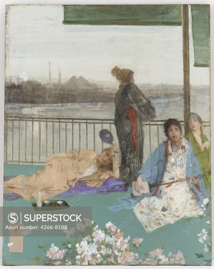 Women with shamisen by James Abbott McNeill Whistler, Oil on wood, circa 1870, 1834-1903, USA, Washington, D.C., Freer Gallery of Art, 61,4x48,8