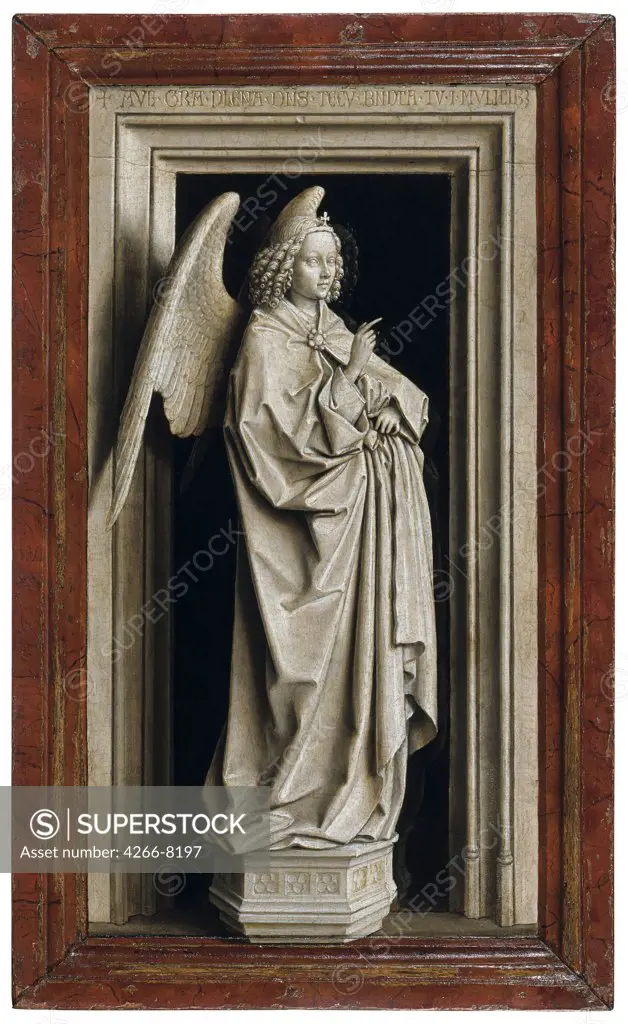 Archangel Gabriel by Jan van Eyck, Oil on wood, 1434-1435, 1390-1441, Thyssen-Bornemisza Collections