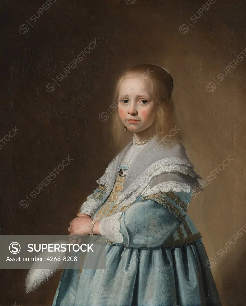 Portrait of girl by Johannes Cornelisz Verspronck, Oil on canvas, 1641, 1600/3-1662, Holland, Amsterdam, Rijksmuseum, 82x66,5