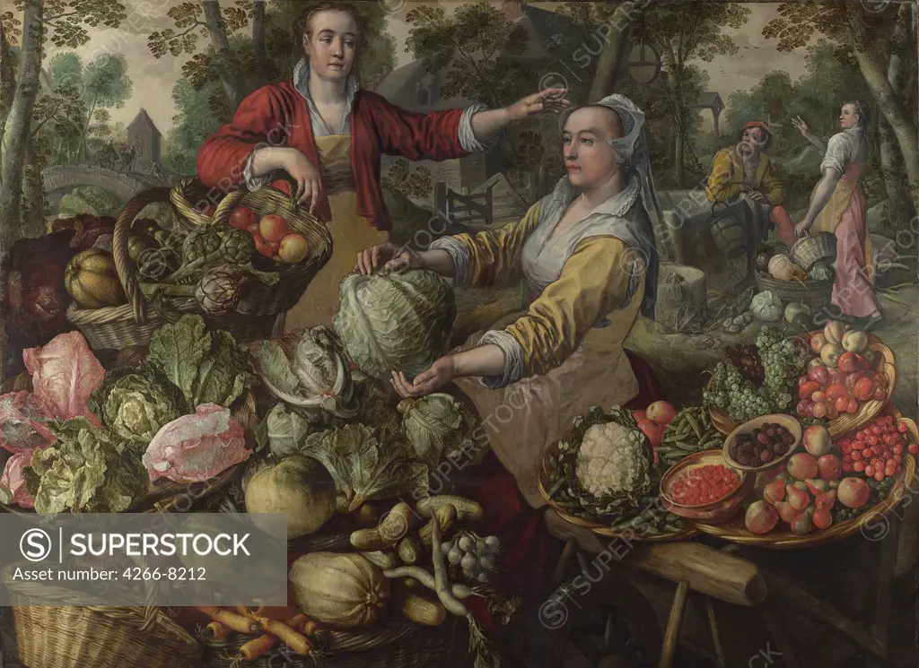 At Market by Joachim Beuckelaer, Oil on canvas, 1569, circa 1533-1574, Great Britain, London, National Gallery, 158x216