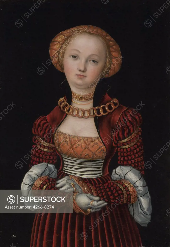 Portrait of woman by Lucas Cranach the Elder, Oil on wood, circa 1525, 1472-1553, Great Britain, London, National Gallery, 35, 9x25, 1