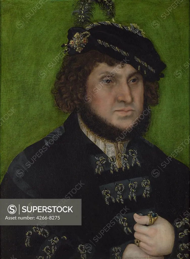 Portrait of elector John of Saxony by Lucas Cranach the Elder, Oil on wood, 1509, 1472-1553, Great Britain, London, National Gallery, 41, 3x31