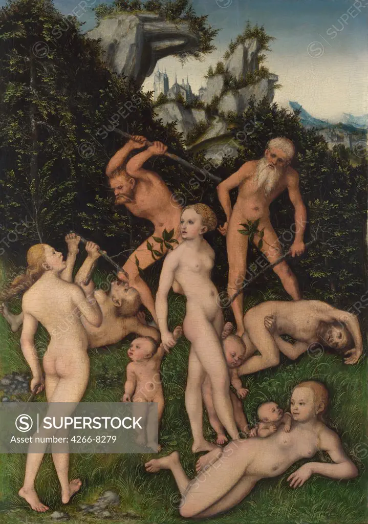 Illustration with naked people by Lucas Cranach the Elder, Oil on wood, circa 1530, 1472-1553, Great Britain, London, National Gallery, 50, 2x35, 7