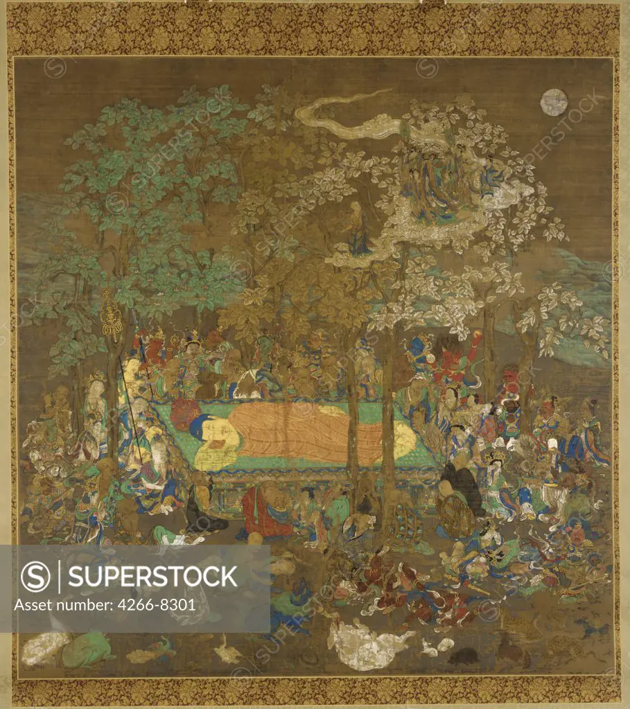 Japanese illustration with Buddha by Anonymous artist, Watercolour on silk, 14th century, USA, Washington, D.C., Freer Gallery of Art, 306, 9x214