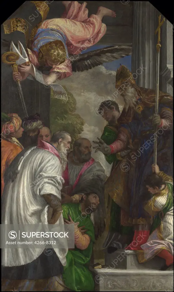 Religious illustration with Saint Nicholas by Paolo Veronese, Oil on canvas, 1562, 1528-1588, Great Britain, London, National Gallery, 286, 5x175