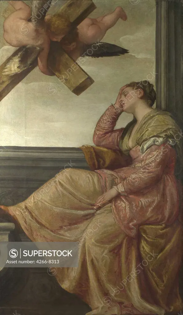 Religious illustration with Mother of Emperor Constantine I Saint Helena by Paolo Veronese, Oil on canvas, circa 1570, 1528-1588, Great Britain, London, National Gallery, 198x116