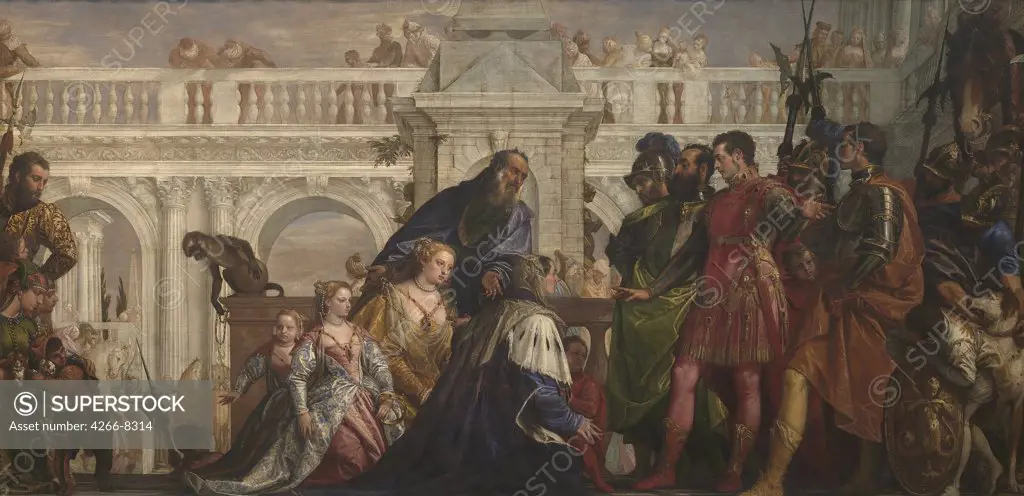 Alexander the Great standing in front of Darius the Great by Paolo Veronese, Oil on canvas, circa 1565, 1528-1588, Great Britain, London, National Gallery, 236x475
