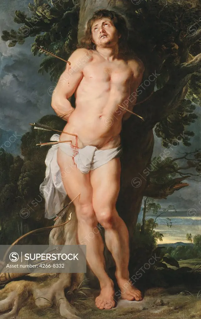 Religious illustration with Saint Sebastian by Pieter Paul Rubens, Oil on canvas, circa 1618, 1577-1640, Germany, Berlin, Staatliche Museen, 200x128
