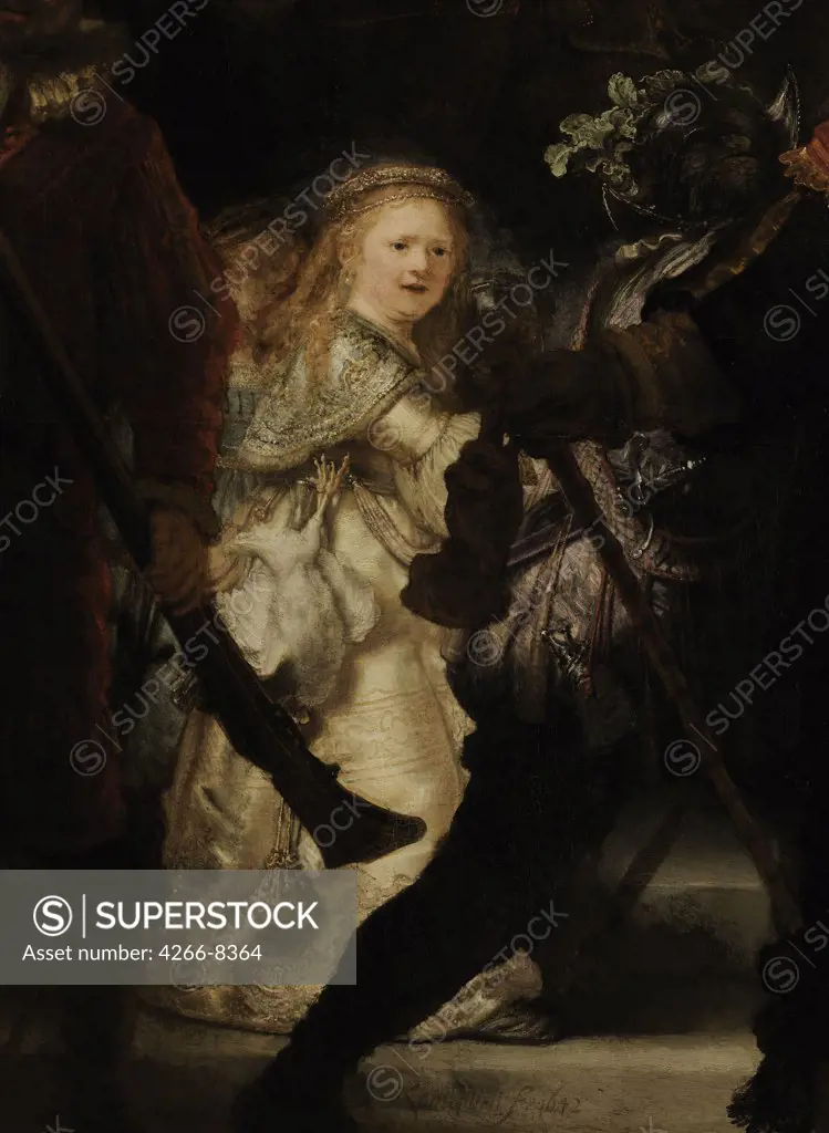 Girl by Rembrandt van Rhijn, Oil on canvas, 1642, 1606-1669, Netherlands, Amsterdam, Rijksmuseum,