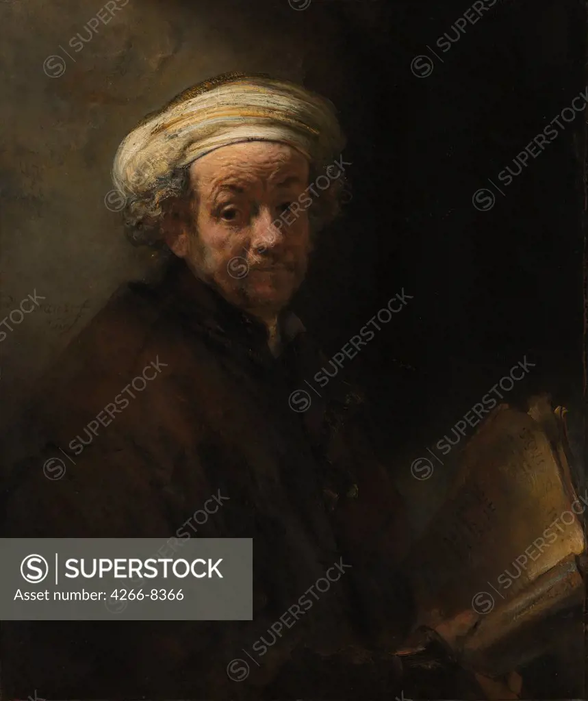 Self portrait by Rembrandt van Rhijn, Oil on canvas, circa 1661, 1606-1669, Netherlands, Amsterdam, Rijksmuseum, 91x77