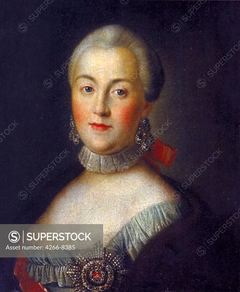 Portrait of Empress Catherine II by Alexei Petrovich Antropov, Oil on canvas, 1760, 1716-1795, Russia, Saratov, State A. Radishchev Art Museum,