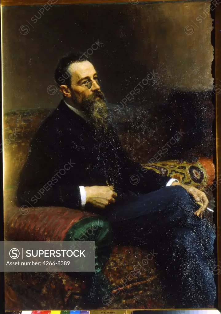 Portrait of composer Nikolai Rimsky-Korsakov by Ilya Yefimovich Repin, Oil on canvas, 1893, 1844-1930, Russia, St. Petersburg, State Russian Museum, 125x89, 5