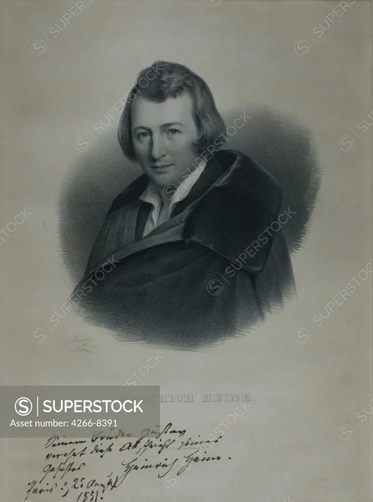 Portrait of Heinrich Heine by Julius Giere, Lithograph, 1839, 1807-1880, Germany, Dusseldorf, Heinrich-Heine-Institut, 47, 8x36, 7
