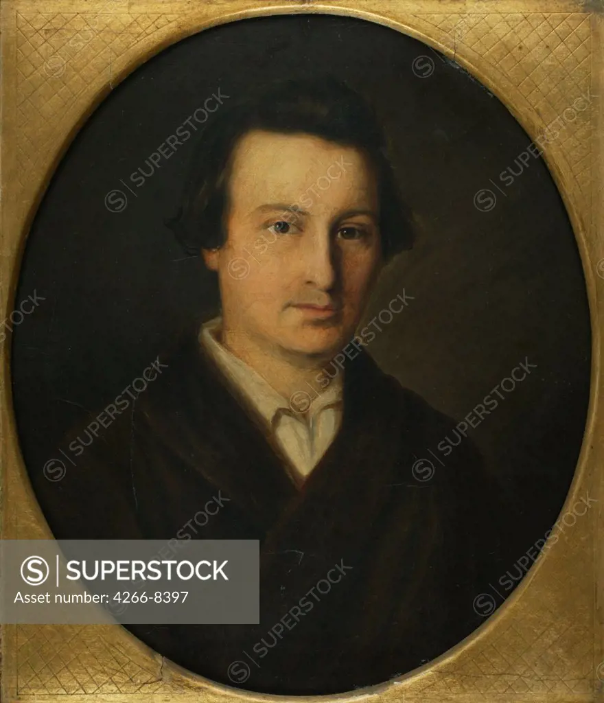Portrait of Heinrich Heine by Isidor Popper, Oil on canvas, 1843, 1816-1884, Germany, Dusseldorf, Heinrich-Heine-Institut, 34, 5x30