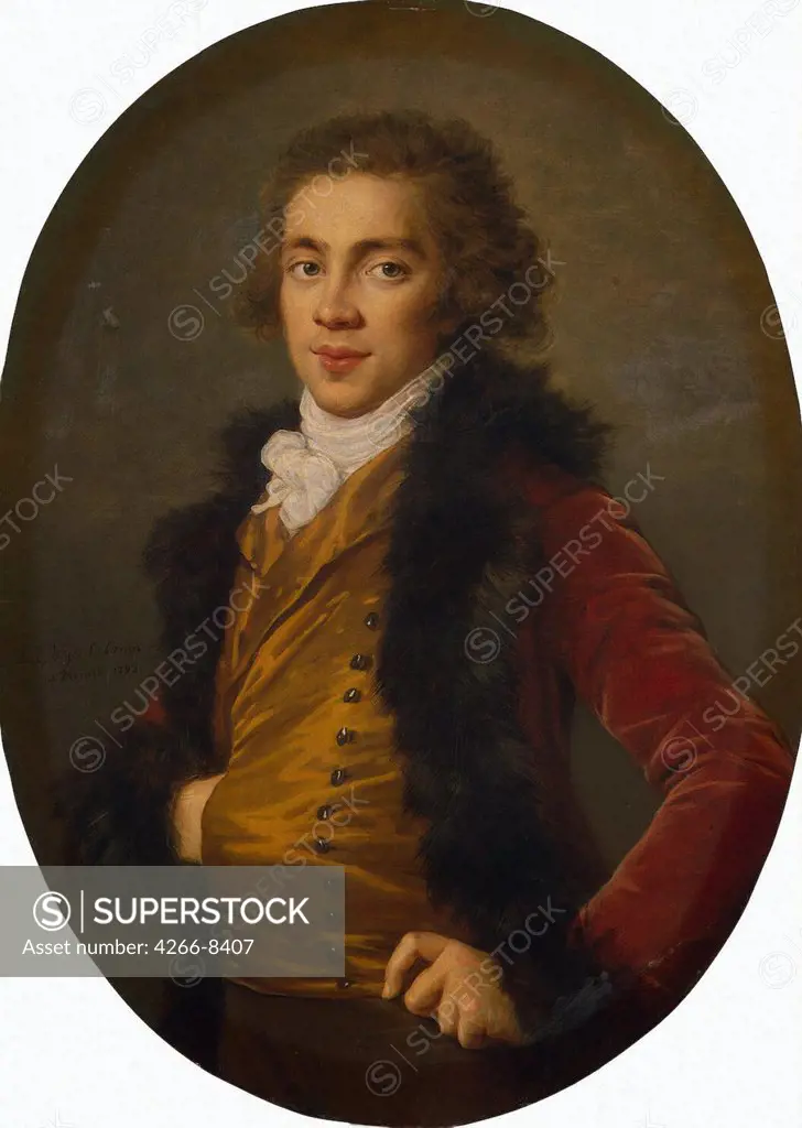 Portrait of Grigory Stroganov by Marie Louise Elisabeth Vigee-Lebrun, Oil on canvas, 1793, 1755-1842, Russia, St. Petersburg, State Hermitage, 92x66