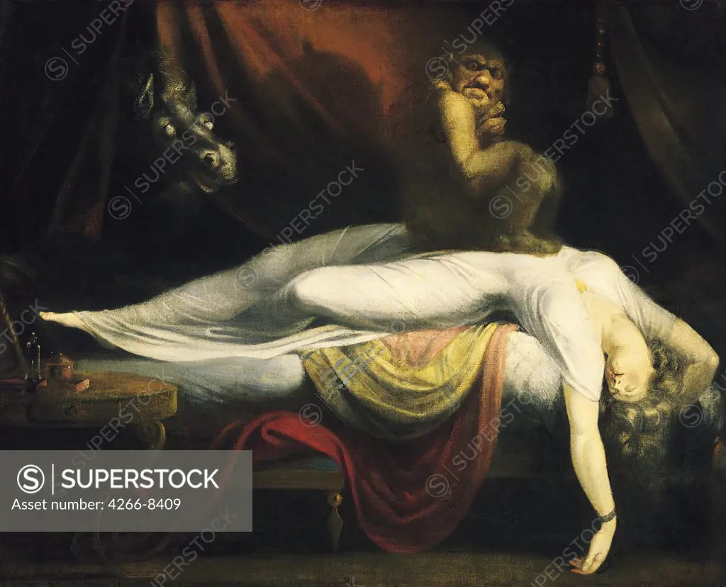 Sleeping woman with demons by Johann Heinrich Fussli, Oil on canvas, 1781, 1741-1825, Detroit Institute of Art