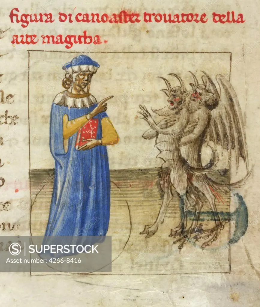 Woman and demons by Anonymous artist, Watercolour on parchment, 1425, British Library