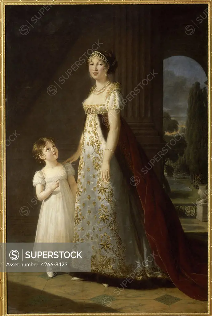 Portrait of Caroline Bonaparte with daughter by Marie Louise Elisabeth Vigee-Lebrun, Oil on canvas, 1807, 1755-1842, Musee de l'Histoire de France