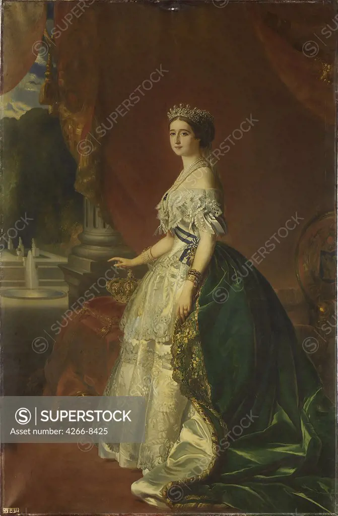 Portrait of Empress Eugenie by Franz Xavier Winterhalter, Oil on canvas, 1853, 1805-1873, Musee national du chateau de Compiegne, 240x155