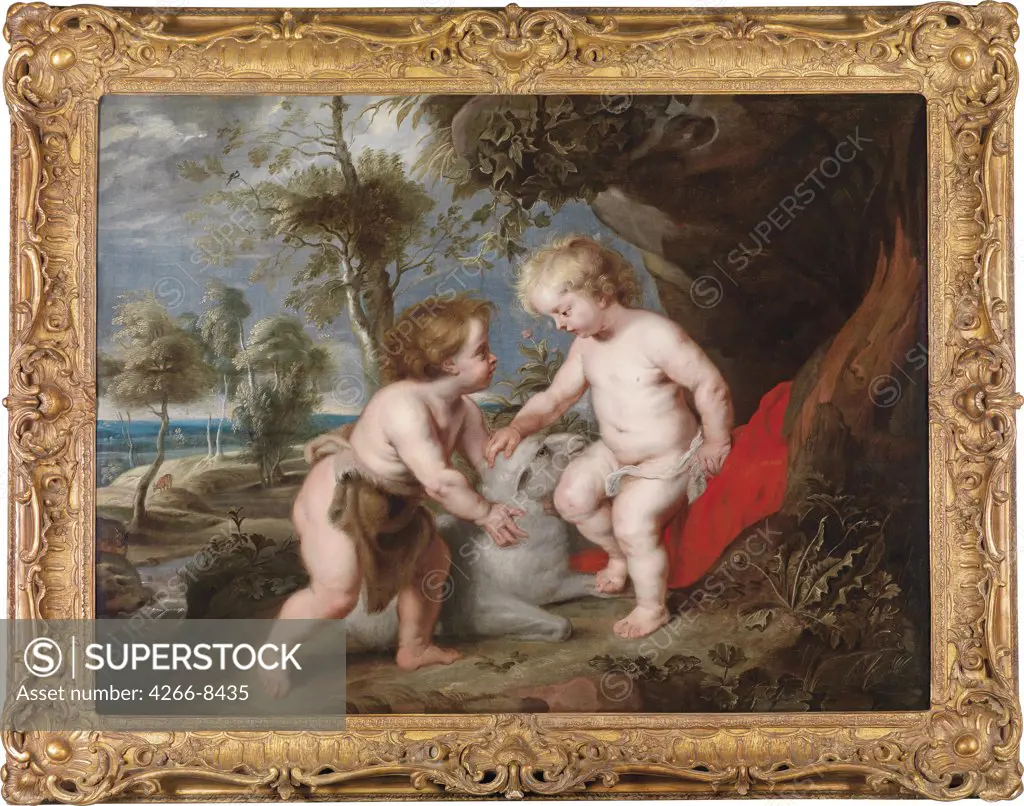 Jesus Christ and John the Baptist as children by Pieter Paul Rubens, Oil on canvas, 1577-1640, Private Collection, 111, 7x149