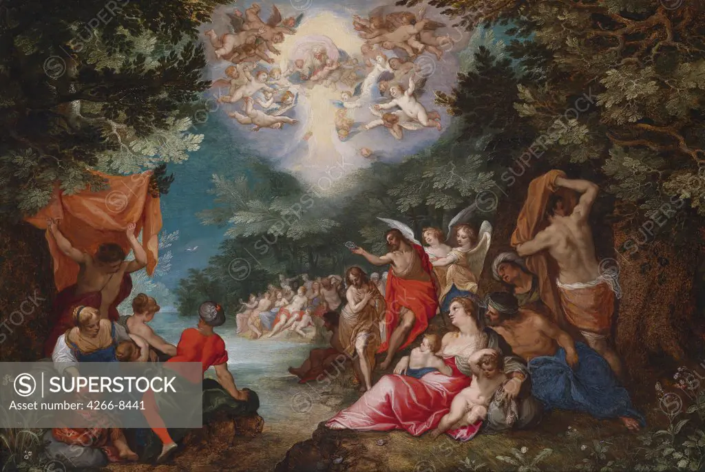 Baptism of Jesus Christ by Jan Brueghel the Elder, Oil on wood, 1568-1625, Private Collection, 33x48, 5
