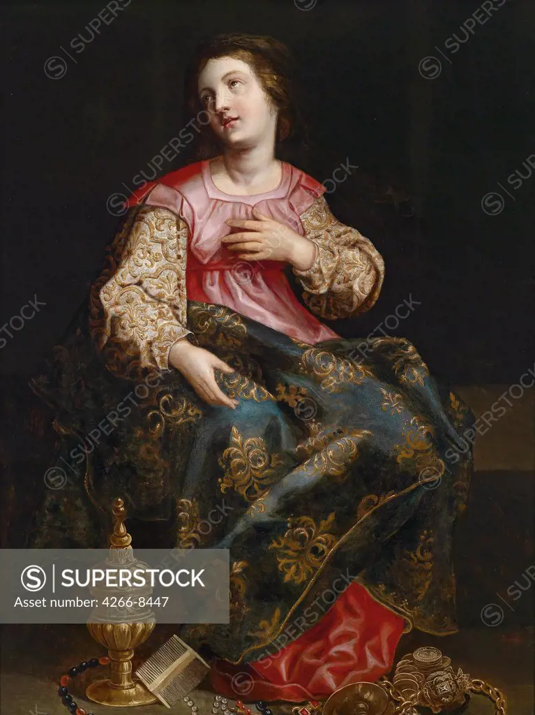 Religious illustration with Mary Magdalene by Hendrik I van Balen, Oil on wood, 1575-1632, Private Collection, 99x76