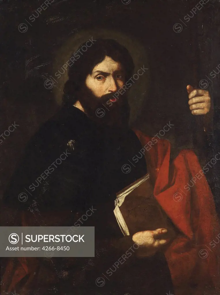 Religious illustration with Saint James the Great by Jose de Ribera, Oil on canvas, 1591-1652, Private Collection, 102x78