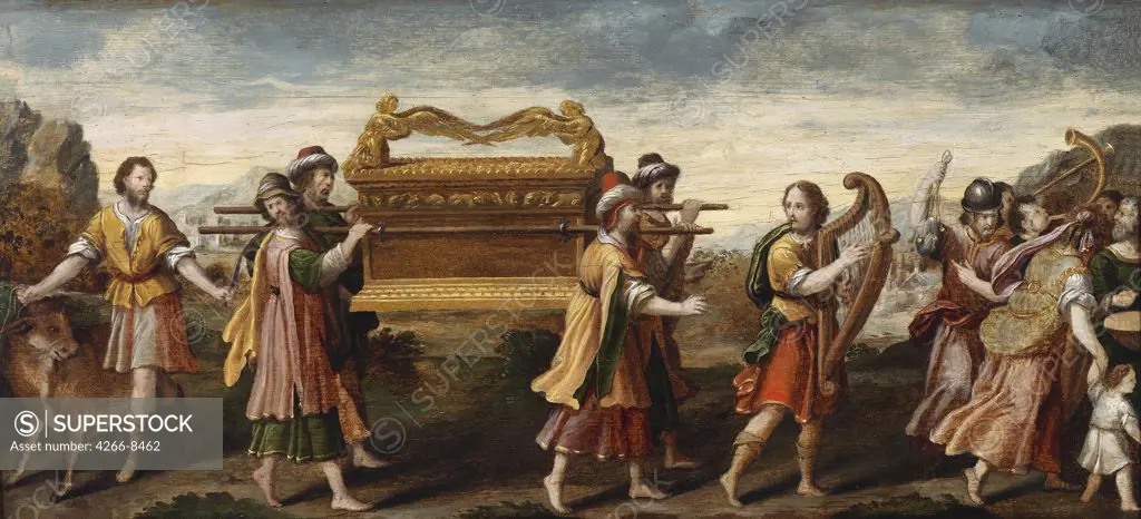 Transporting the Ark of Covenant by Italian master, Oil on wood, 16th century, Private Collection, 37, 6x82