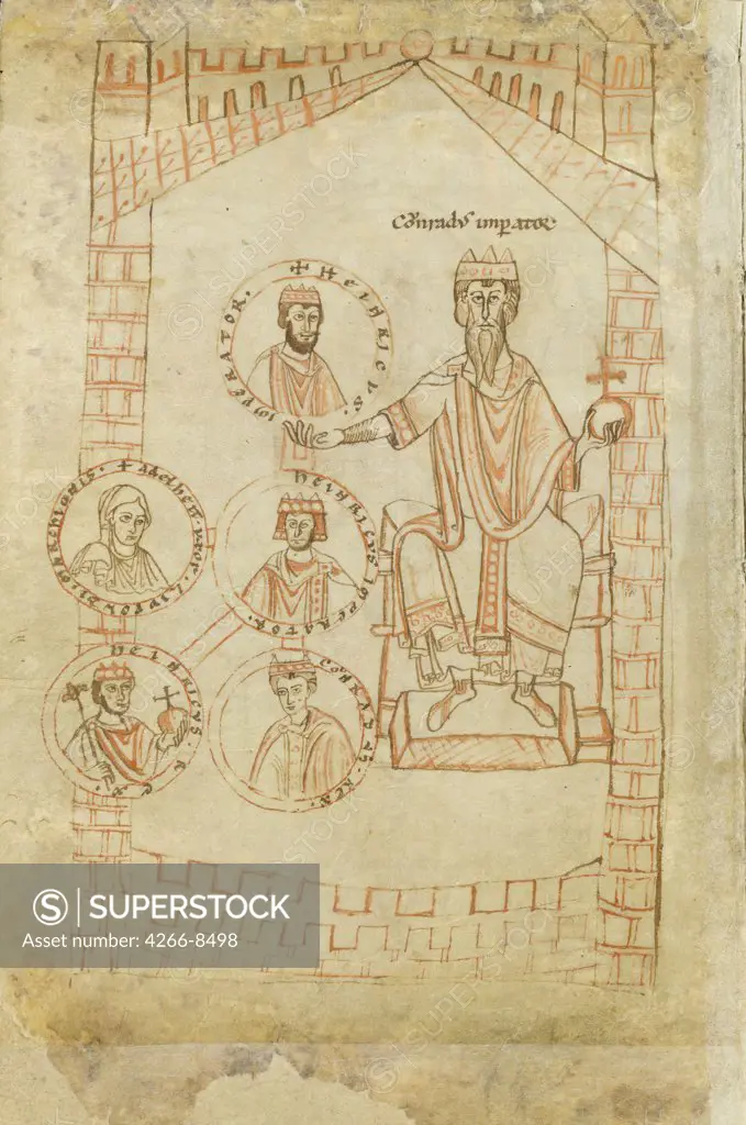 Illuminated manuscript with kings by Ekkehard of Aura, Watercolor on parchment, -1126, 12th century, Staatsbibliothek zu Berlin