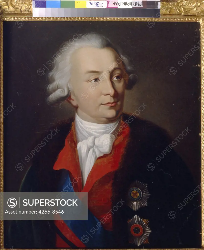 Portrait of Ivan Shuvalov by P.A. Alkin, Oil on canvas, 1810, active 19th century, Russia, St Petersburg, Institut of Russian Literature IRLI