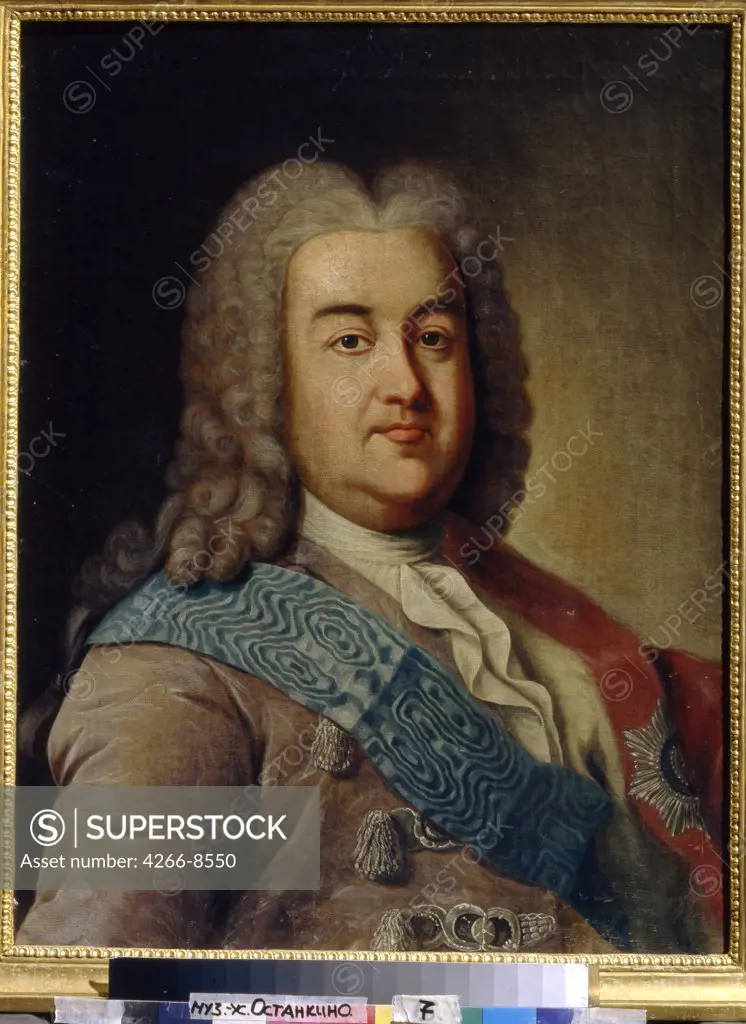 Portrait of Alexey Cherkassky by Ivan Petrovich Argunov, Oil on canvas, 1760s, 1729-1802, Russia, Moscow, State Museum of Ceramics and Country estate of 18th century Kuskovo
