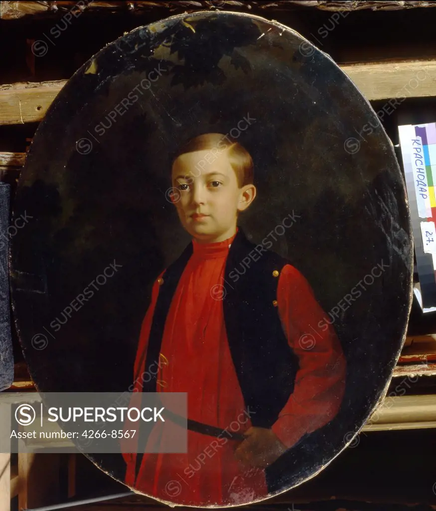 Portrait of Nicholas Alexandrovich in childhood by Sergei Konstantinovich Zaryanko, Oil on canvas, 1818-1870, Russia, Krasnodar, F. Kovalenko Museum of Art, 93x75