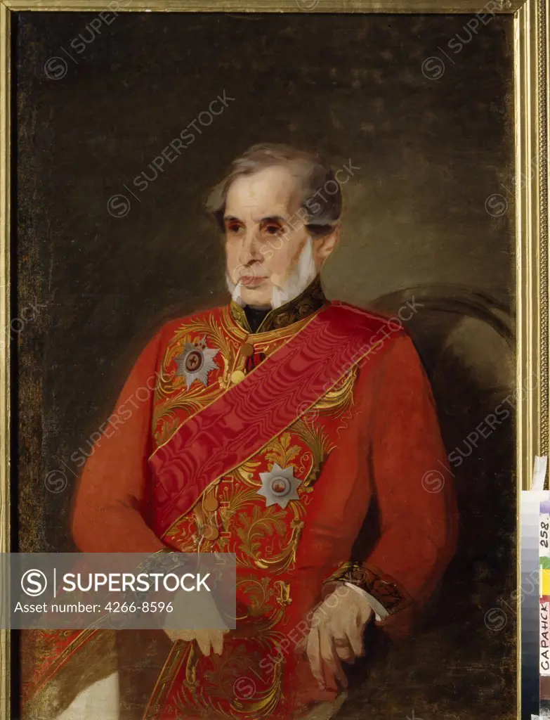 Portrait of Alexander Kochubey by Ivan Kosmich Makarov, Oil on canvas, 1860s, 1822-1897, Russia, Saransk State S. Ersya Mordovian Art Museum, 102x75