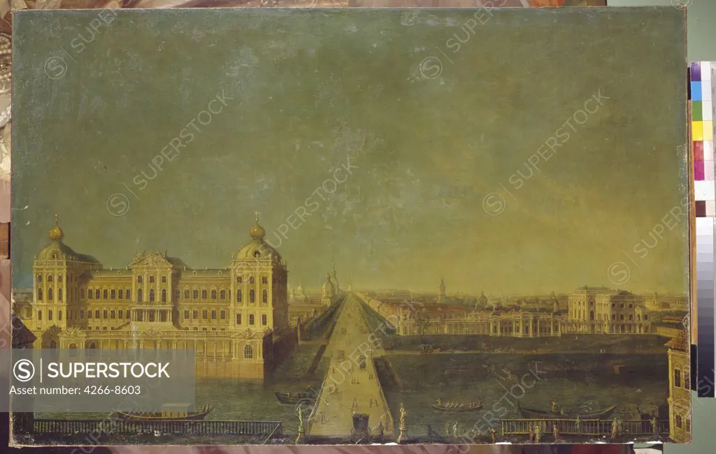 River in Saint Petersburg by Anonymous artist, Oil on canvas, Russia, St. Petersburg, State Russian Museum, 87x134
